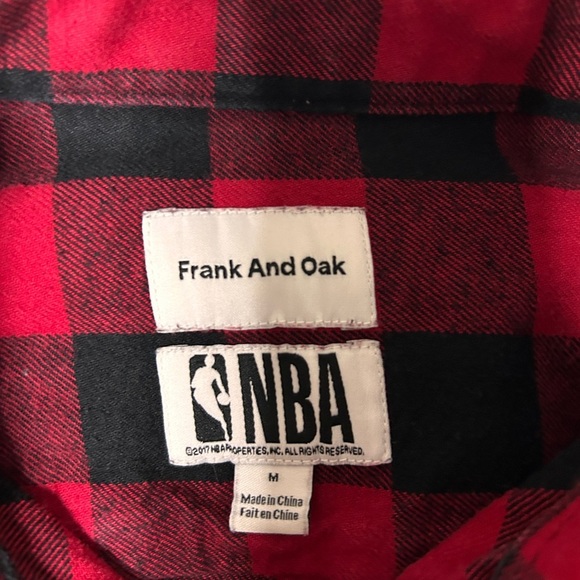Frank & Oak Women’s Medium Toronto Raptors Red Black Checkered Plaid Flannel NBA - Picture 7 of 12